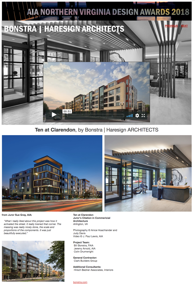AIA of Northern Virginia 2018 Juror's Citation in Commercial Architecture to Bonstra | Haresign Architects